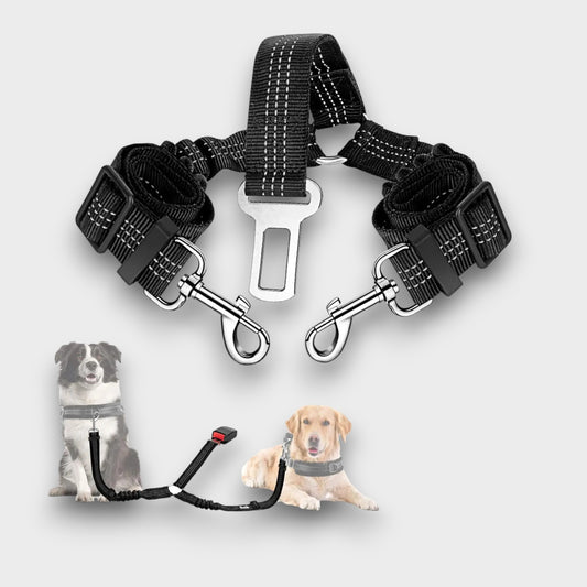 Cinturón de Seguridad para dos Perros Ajustable y Seguro - 360°