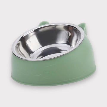 Comedero Elevado Ergonómico para Gatos - Cuenco Inclinado de Acero Inoxidable
