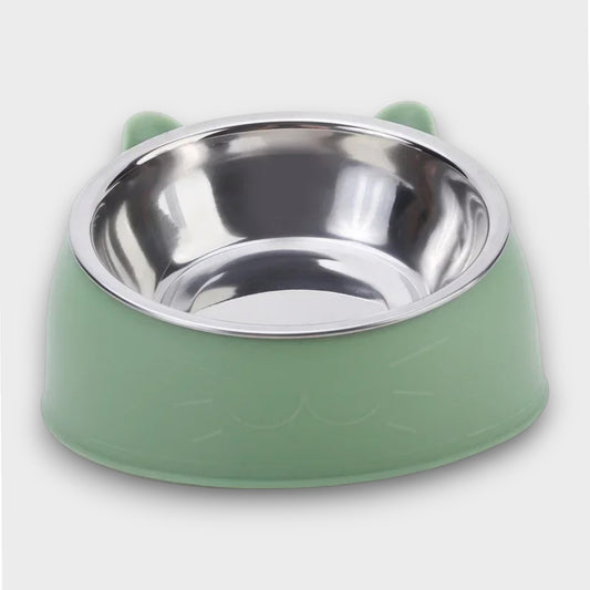 Comedero Elevado Ergonómico para Gatos - Cuenco Inclinado de Acero Inoxidable