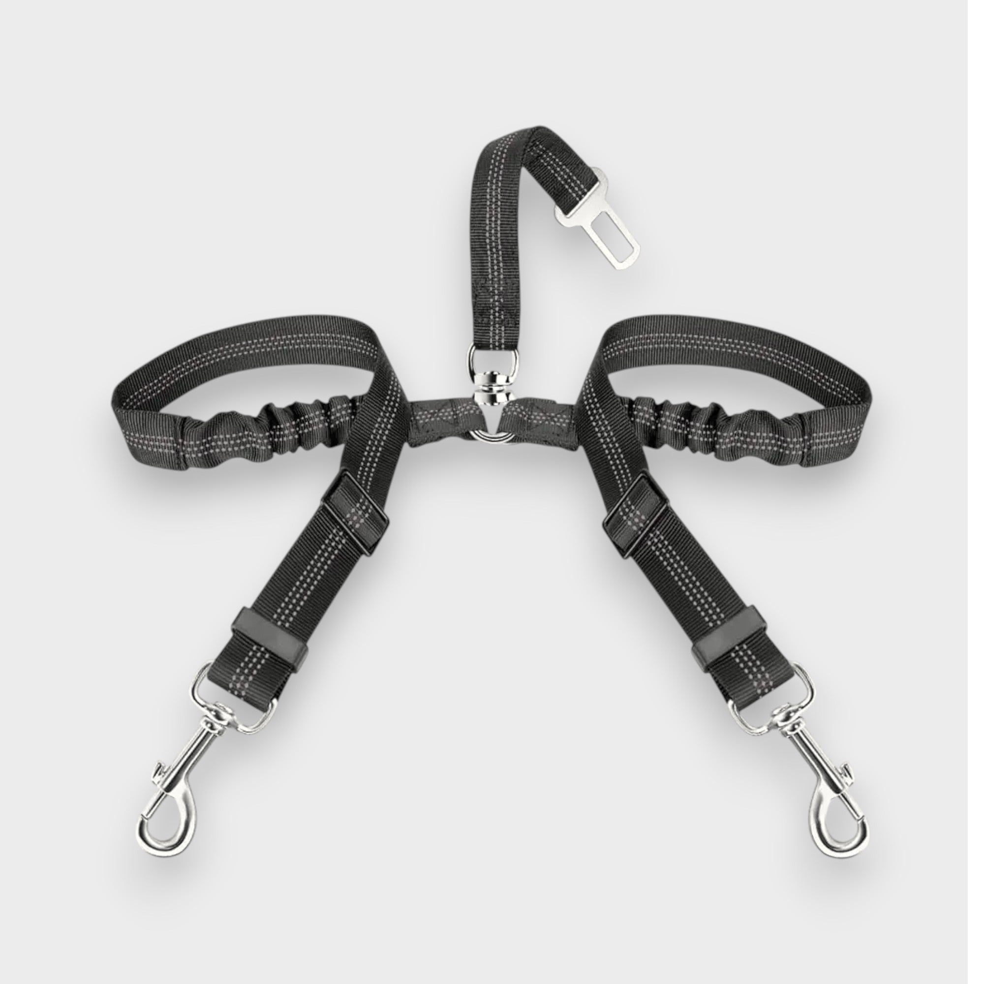 Cinturón de Seguridad para dos Perros Ajustable y Seguro - 360°